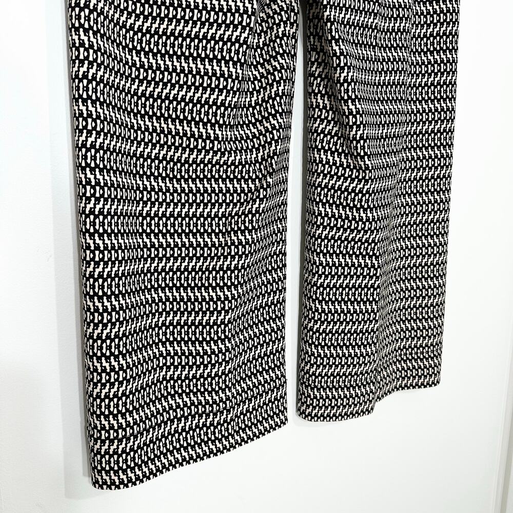 Anthropologie Maeve Colette Cropped Wide Leg Pants | Black‎ White Print | SZ 33T - Picture 9 of 13